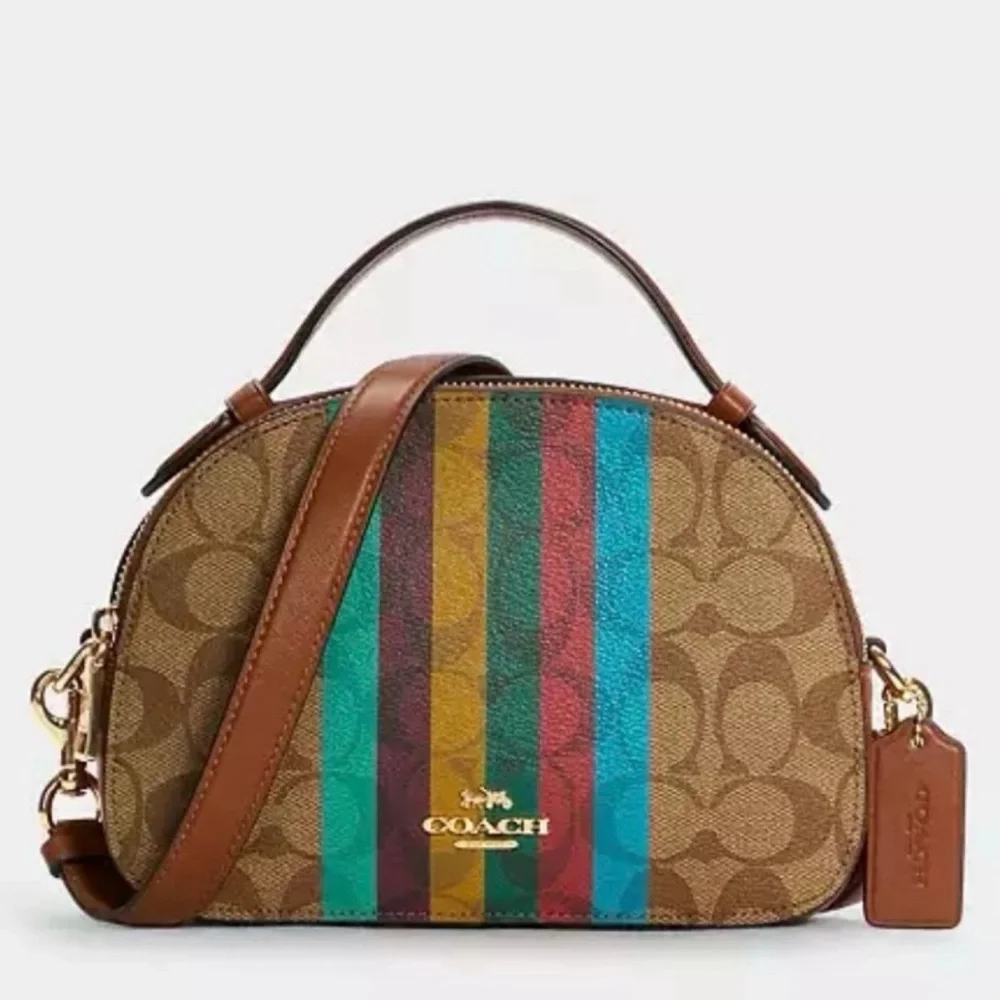 Coach Serena Satchel In Signature Canvas With Stripe. - Picture 1 of 16